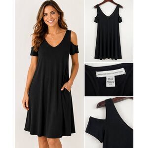 American Eagle sz XS Black Knee Length,  Knit Dress Peekaboo Sleeve